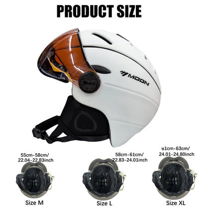 MOON Professional Half-Covered Ski Helmet Integrally-Molded Sports Man Women Snow Skiing Snowboard Helmets With Goggles Cover