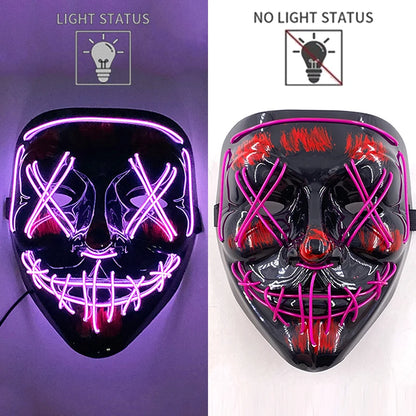 New Designed Glowing Halloween Party Mask Flashing LED Masks EL Neon Light Cosplay Mask Costume Props Glow Party Supplies