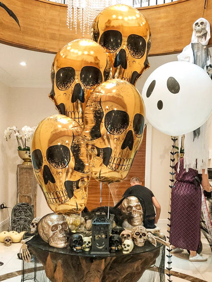 Skull Foil Balloon Halloween Decoration Ghost Party Day of the Dead Horror Party Decoration Haunted House Party Decoration