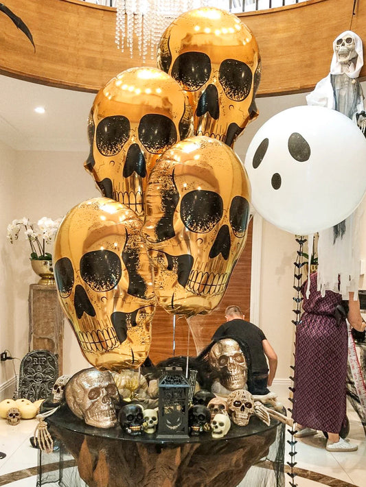 Skull Foil Balloon Halloween Decoration Ghost Party Day of the Dead Horror Party Decoration Haunted House Party Decoration