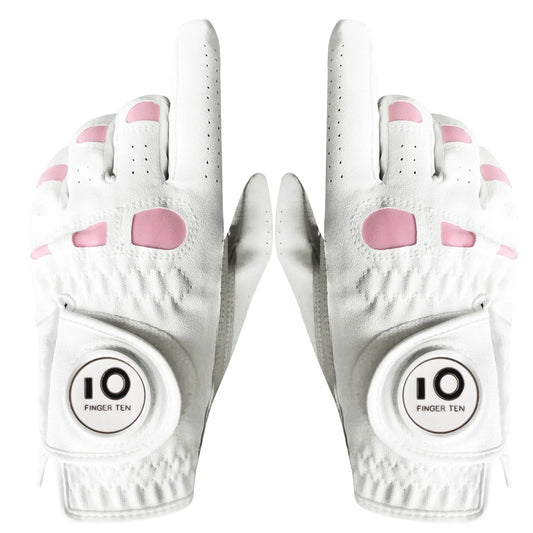 2 Pack or 1 Pair Cabretta Leather Womens Golf Gloves With Ball Marker Left Right Hand Extra Grip Ladies Sizes S M L XL