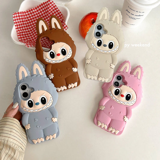 Kawaii LaBuBu Monster Case Soft Silicone Cover for iPhone 16 15 14 Plus 13 12 11 Pro Max