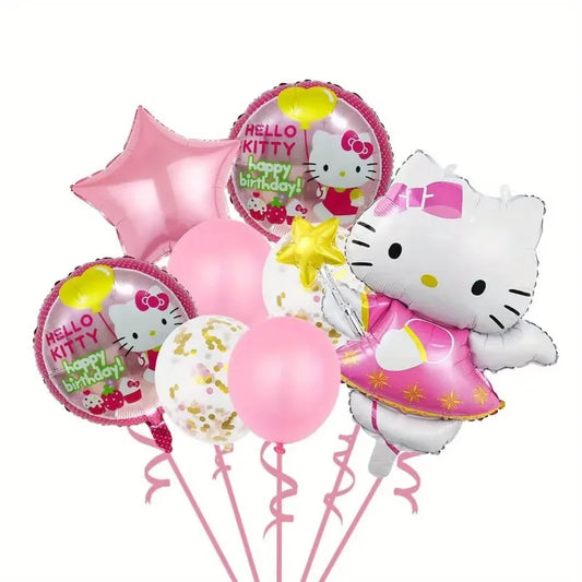 8Pcs Funny Sanrio Hello Kitty Balloon Cute Cartoon Anime KT Girl&Child Party Decoration Room Decoration Kawaii Holiday Gifts