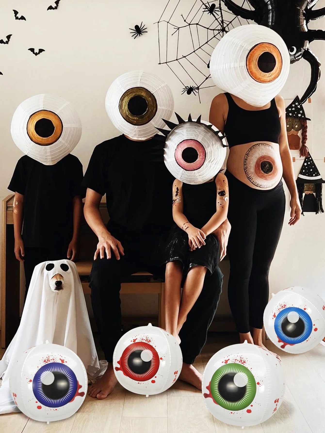 2/4pcs Halloween Horror Ghost Eye Balloons, 15 Inch 4D Aluminum Film Balloons, Suitable for Halloween Theme Party Decorations.