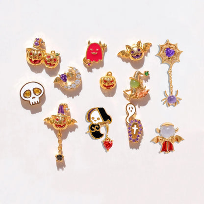 New Halloween Gothic Cute Oil Drip Pumpkin Ghost Skull Stud Earrings for Women Fashion Jewelry Gift Wholesale