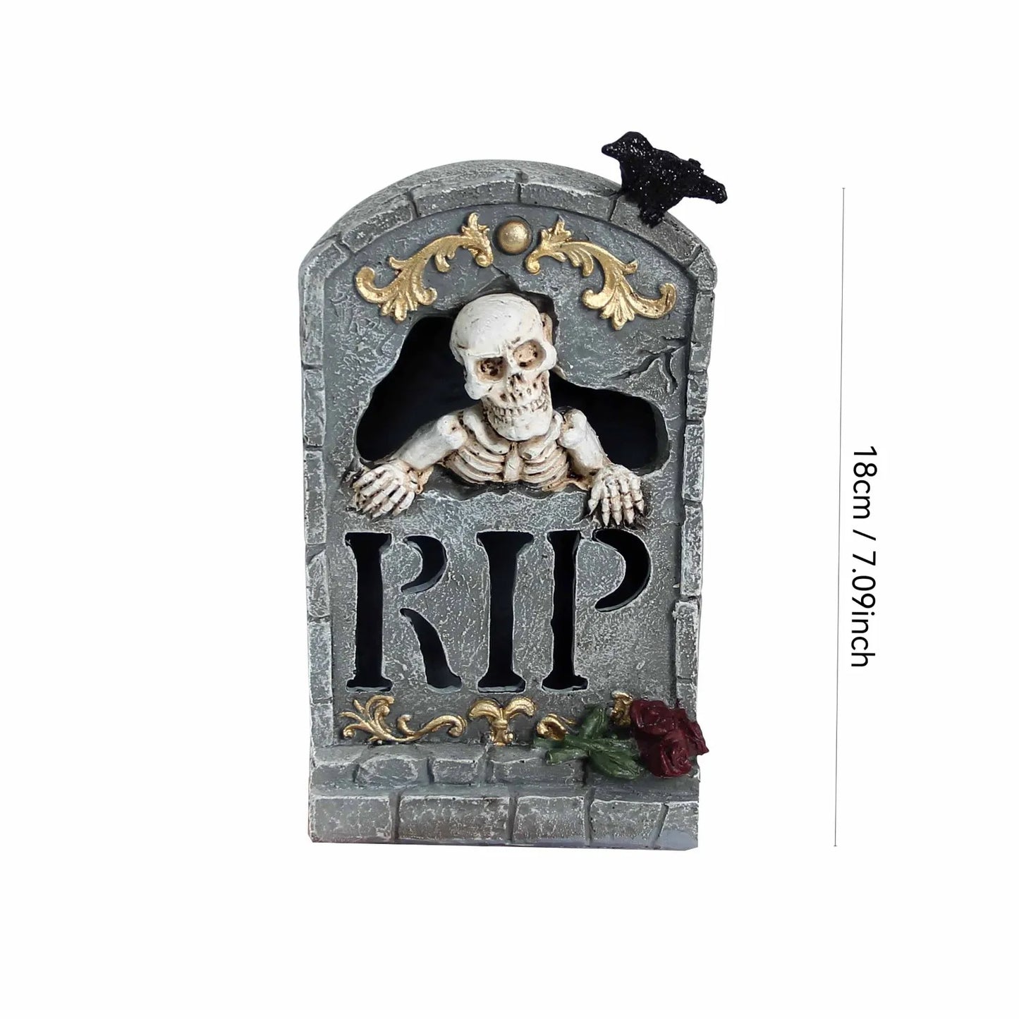 Halloween Resin Ghost Skull Tombstone Miniature Figurines Hand-Carved Graveyard Skull Scene Decor Party Accessories