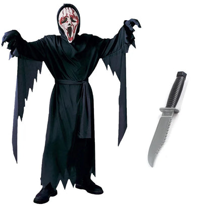 Kids Adults Mother Father Scream Costume Children Fancy Dress Halloween Carnival Party Horror Death Ghostface Costume Boys Teens