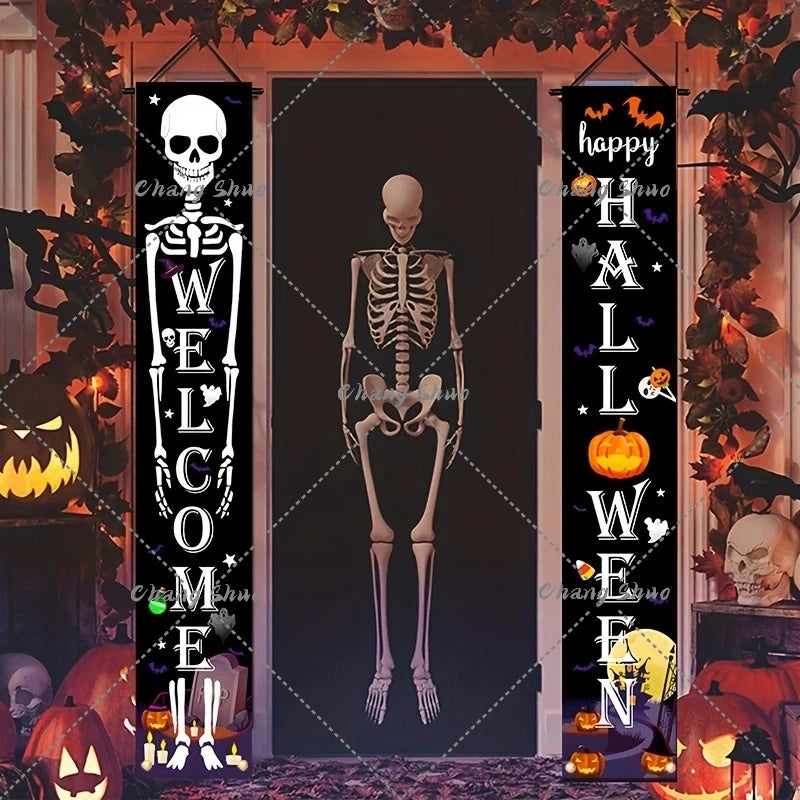 Halloween Hanging Door Curtain Banner Pumpkin Ghost Happy Halloween Decorations for Home Trick or Treat Horror Party Supplies