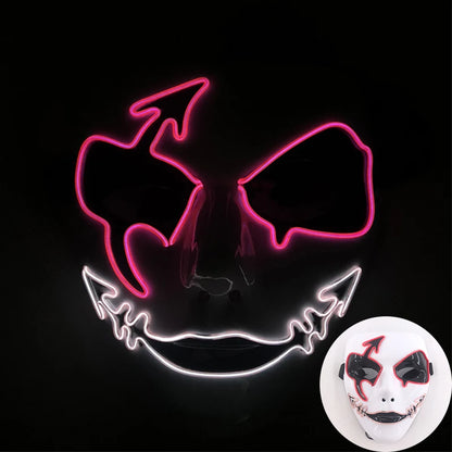 LED Hand-Painted Mask Halloween Carnival Masquerade Cosplay Horror Accessory Men's Mask Weird Face Mask Glowing Mascara Disfraz