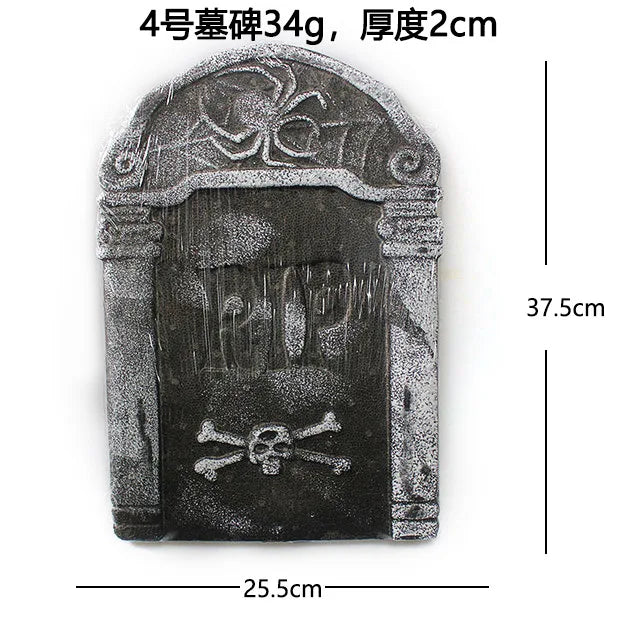 D2 4Pcs/Set Halloween Decoration Outdoor Graveyard Tombstones Halloween Decor Yard Signs Realistic Scary Skeleton RIP Gravestone
