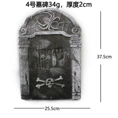 D2 4Pcs/Set Halloween Decoration Outdoor Graveyard Tombstones Halloween Decor Yard Signs Realistic Scary Skeleton RIP Gravestone