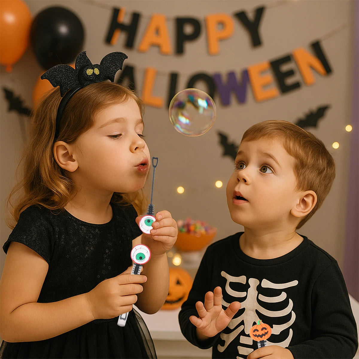 10/20pcs Halloween Pumpkin Ghost Bat Bubble Wand Soap Bottle Tube DIY Gifts for Kids Horror Halloween Party Decorations Supplies