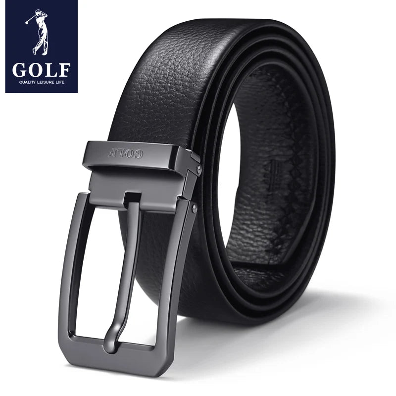 GOLF Men's Genuine Leather Needle Buckle Youth Belt, Simple and Casual, Trendy Top Layer Cowhide Pants With Men's Belt, Business