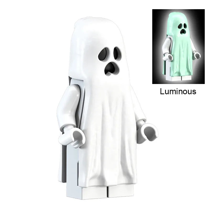 Horror Halloween Movie Stay Puft Luminous Smiling Crying Ghost Vitruvius Model Building Blocks Enlighten Brick Toys for Children