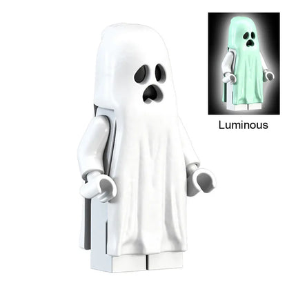 Horror Halloween Movie Stay Puft Luminous Smiling Crying Ghost Vitruvius Model Building Blocks Enlighten Brick Toys for Children
