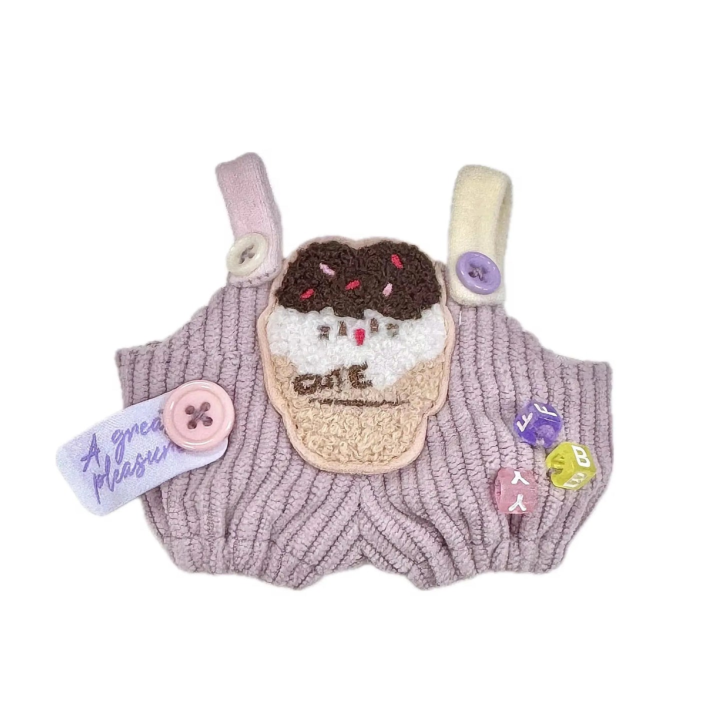 17cm Cute Mini Plush Doll'S Clothes Outfit Accessories Labubu Idol Dolls Donut Overalls Clothing DIY Kid Gift Strap Labubu Pants