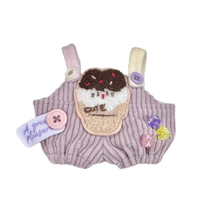 17cm Cute Mini Plush Doll'S Clothes Outfit Accessories Labubu Idol Dolls Donut Overalls Clothing DIY Kid Gift Strap Labubu Pants