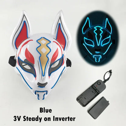 Glowing Halloween Party El Face Mask Japanese Anime Character Cosplay Led Clothing Fox Face Mask for Parties