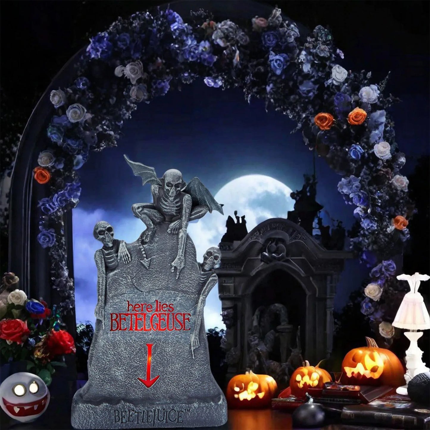 2024 Halloween Home Decoration Luminous Resin Skeleton Tombstone Graveyard Decor Skeleton Horror Haunted House Party Prank