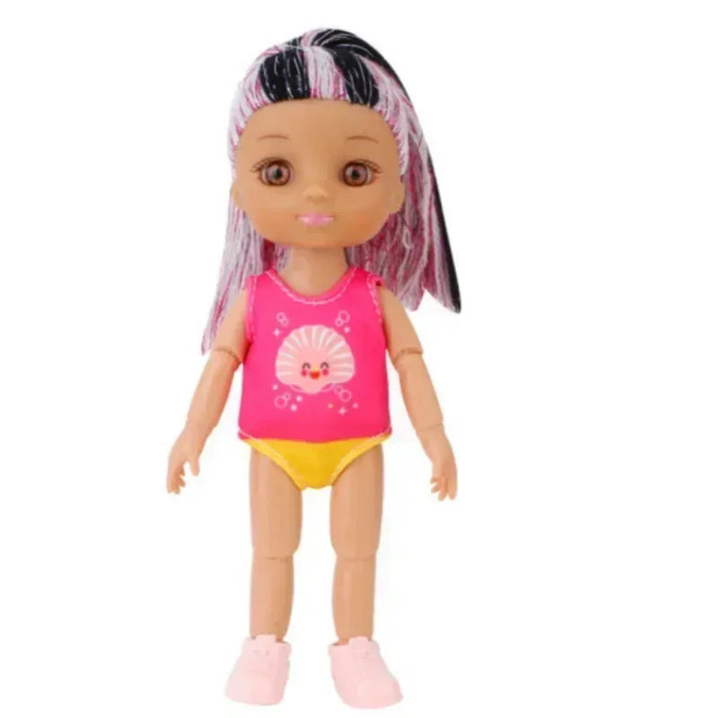 16cm Girl Doll With Clothes Brown Skin Multi Joint Movable Body Girls DIY Toys Birthday Gifts