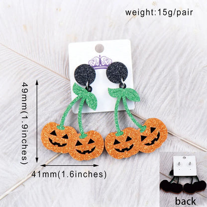 Mouse Head Western Cowboy Ghost Cherry Lightning Halloween Acrylic Earrings Jewelry for Women