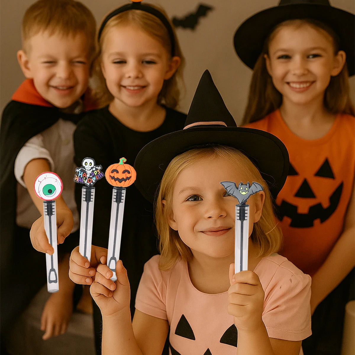 10/20pcs Halloween Pumpkin Ghost Bat Bubble Wand Soap Bottle Tube DIY Gifts for Kids Horror Halloween Party Decorations Supplies