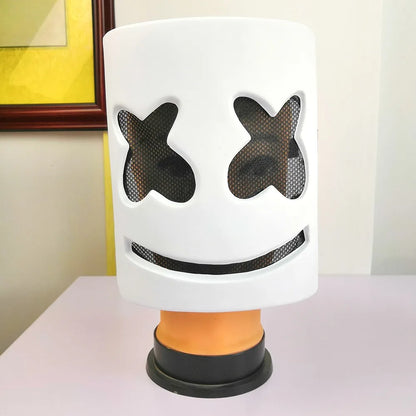 Unique LED Halloween Luminous Head Cover Glowing Plastic DJ Marshmallow Mask Universal Neon Cosplay Headgear Night Club
