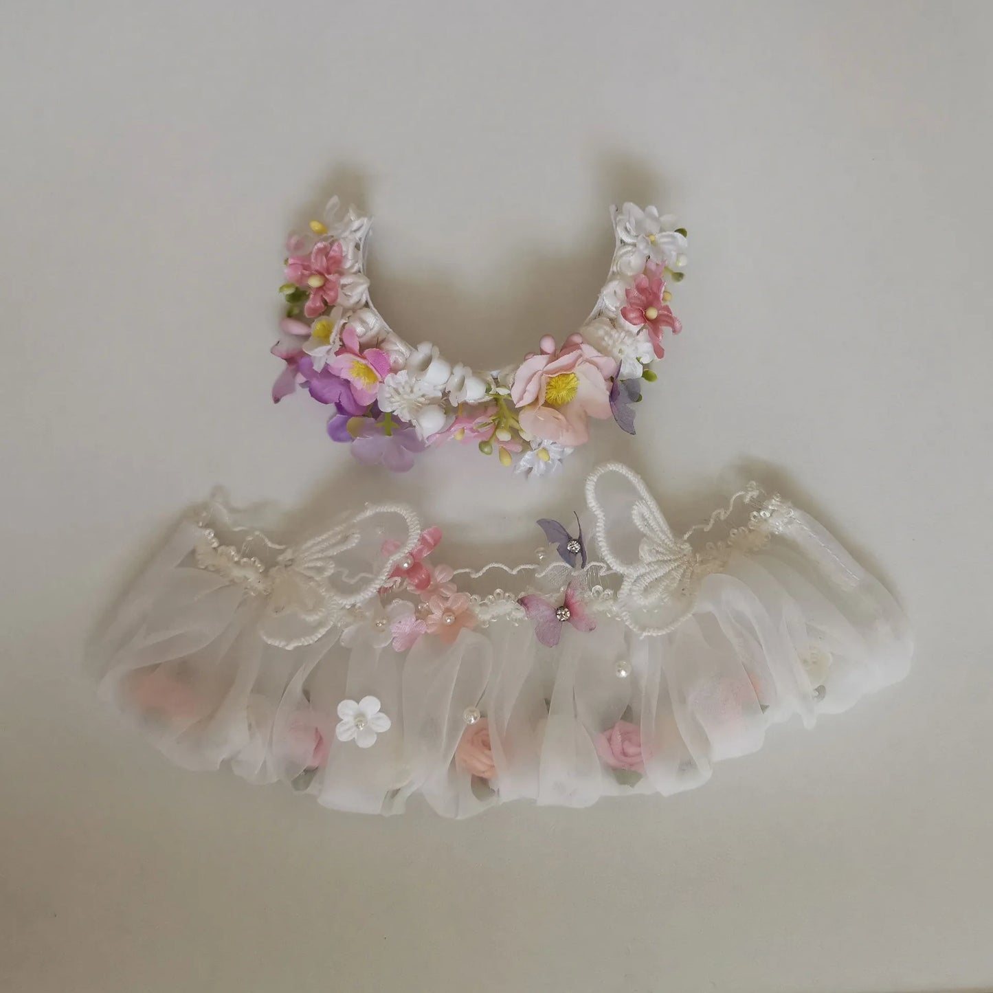 17cm Mini Doll'S Clothes Outfit Accessories for Labubu Idol Flower Fairy Skirt Handmade Hairpin National Headdress Clothing