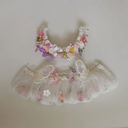 17cm Mini Doll'S Clothes Outfit Accessories for Labubu Idol Flower Fairy Skirt Handmade Hairpin National Headdress Clothing