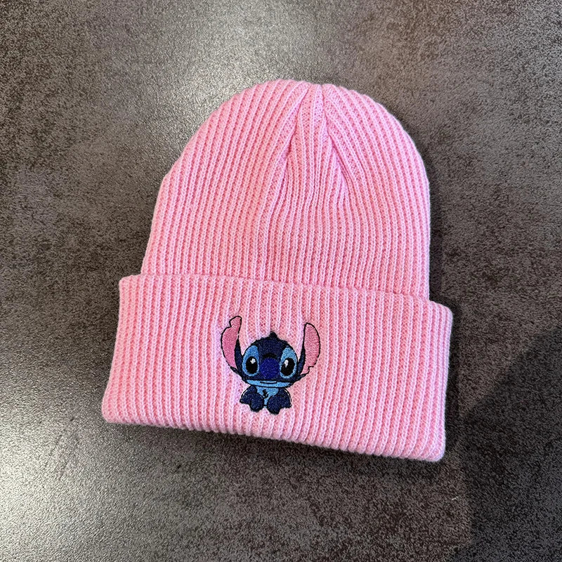 Disney Stitch Knitted Hat Embroidered Anime Cute Cartoon Lilo & Stitch Autumn Winter Kids Warm Pullover Hat Christmas Gift Toys