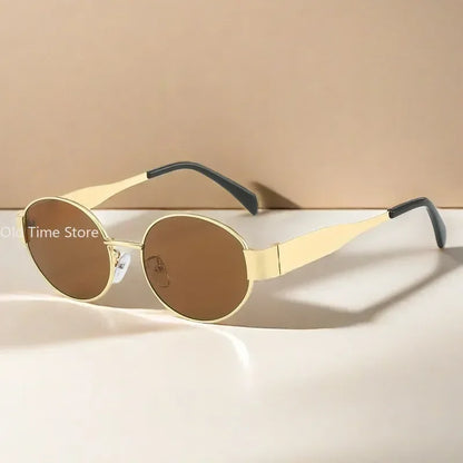 Sunglasses Advanced Metal Sunglasses Fashion Oval Glasses Brand Designer Vintage Sun Glasses High Quantity Oculos De Sol