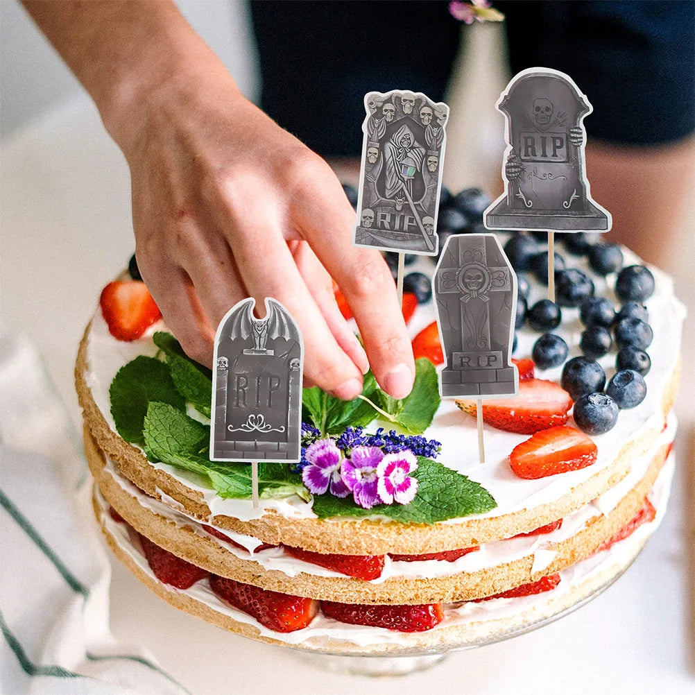 12pcs Tombstone Halloween Picks Halloween Party Cake Tombstones Decorations Tombstones Cupcake Picks Graveyard Cake Picks