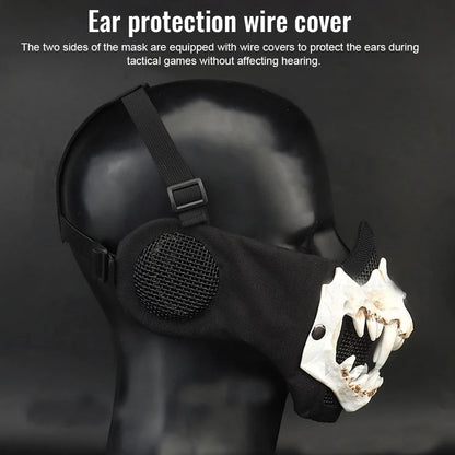 Skeleton Half Face Cover Outdoor Cycling Skeleton Ear Half Face Cover Halloween Fangs Scary Horror Costume Props