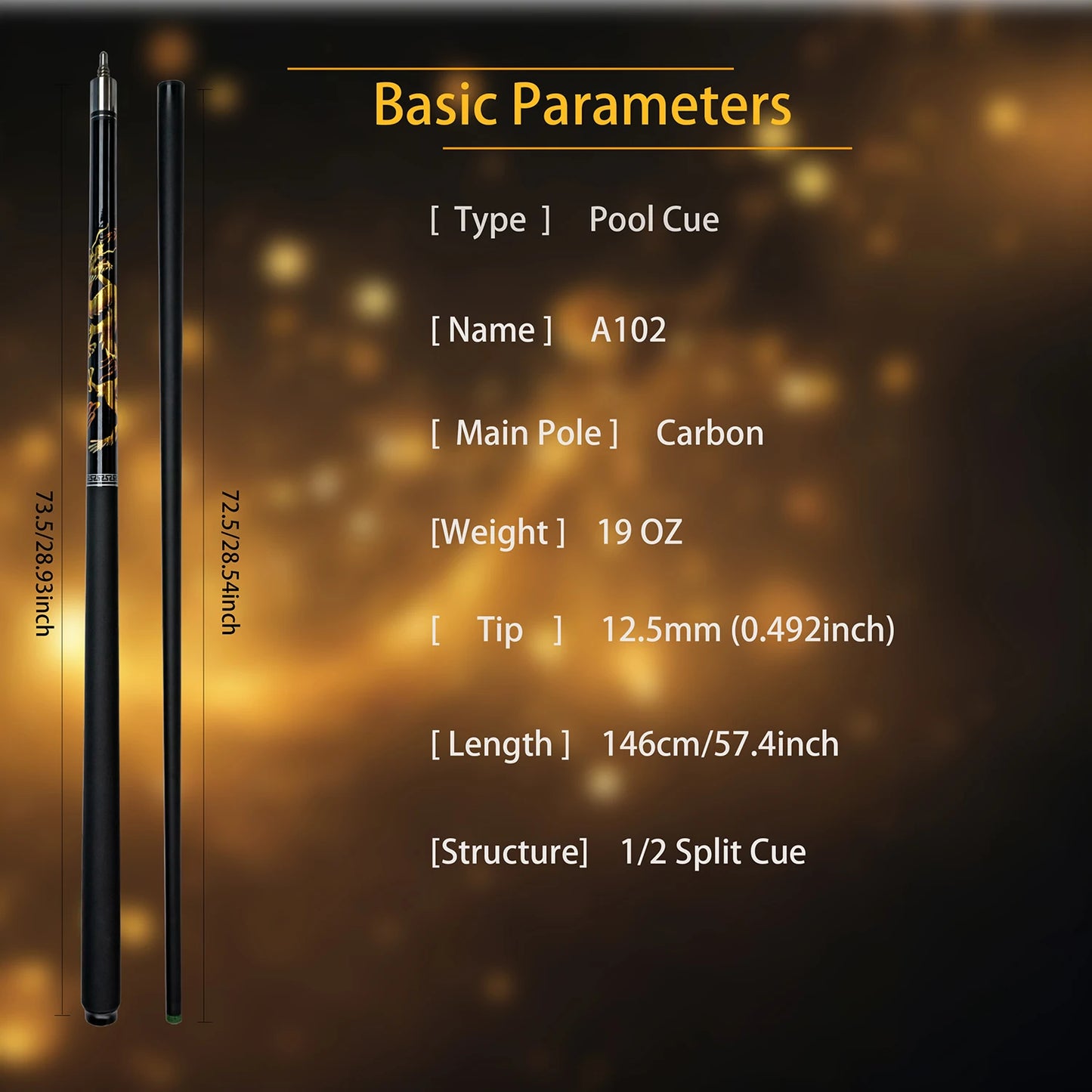 Professional Carbon Pool Cue Stick Bag With Chinese Dragon Design 12.5mm Tip Billiard Accessories  Gifts Ideal for Bars and Home