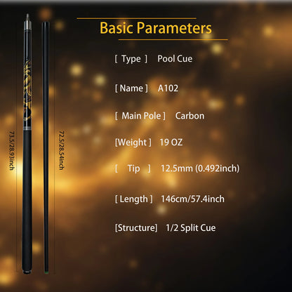 Professional Carbon Pool Cue Stick Bag With Chinese Dragon Design 12.5mm Tip Billiard Accessories  Gifts Ideal for Bars and Home
