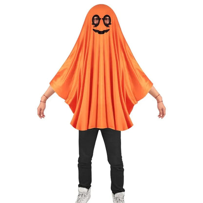 White Halloween Cloak Cape Fright Clothes Trick-Or-Treat Spooky Ghost Poncho Robe Smock Style With Hat Ghost Cosplay Costume