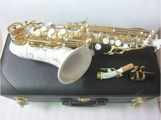 New High Quality Soprano Saxophone White Saxophone Curved Soprano Sax Complete Fittings