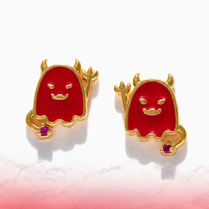 New Halloween Gothic Cute Oil Drip Pumpkin Ghost Skull Stud Earrings for Women Fashion Jewelry Gift Wholesale