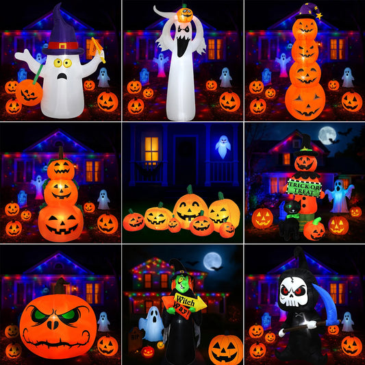 1pc Halloween Inflatables Outdoor Decorations Inflatable Yard Decoration With Build-In LEDs Blow Up Pumpkin for Halloween Party