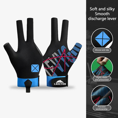 1pc Left Hand Billiards Glove Three Finger Snooker Billiard Glove Non Slip Stickers Elasticity Billiard Training Gloves