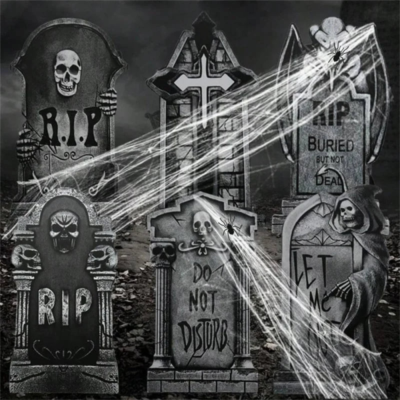 6pcs Halloween Tombstone Yard Signs With Stakes Scary Silhouette Halloween Decorations for Outdoor Yard Garden Halloween Decor