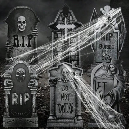 6pcs Halloween Tombstone Yard Signs With Stakes Scary Silhouette Halloween Decorations for Outdoor Yard Garden Halloween Decor