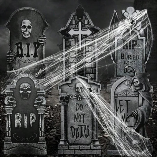 6pcs Halloween Tombstone Yard Signs With Stakes Scary Silhouette Halloween Decorations for Outdoor Yard Garden Halloween Decor