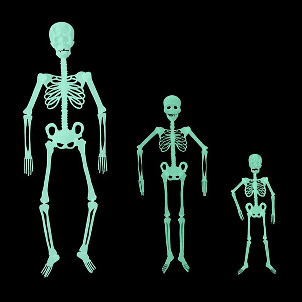 Luminous Hanging Skeleton Movable Glow Fake Skull Scary House Pendant Props Halloween Party Home Yard Outdoor Garden Decoration