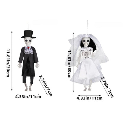 1-4pcs Halloween Skeleton Bride and Groom Hanging Decoration for Creepy Chamber Haunted House Outdoor Yard Party Props