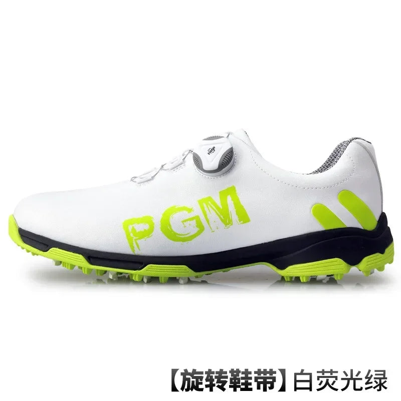 PGM Golf Men's Shoe Rotating Lace Waterproof, Breathable, Non Slip Sports Shoe