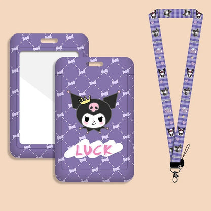 Cute Kuromi ID Badge Card Holder Lanyard Sanrio Girls Door Card Case Neck Strap Credit Card Holder Credentials Accessories Gift