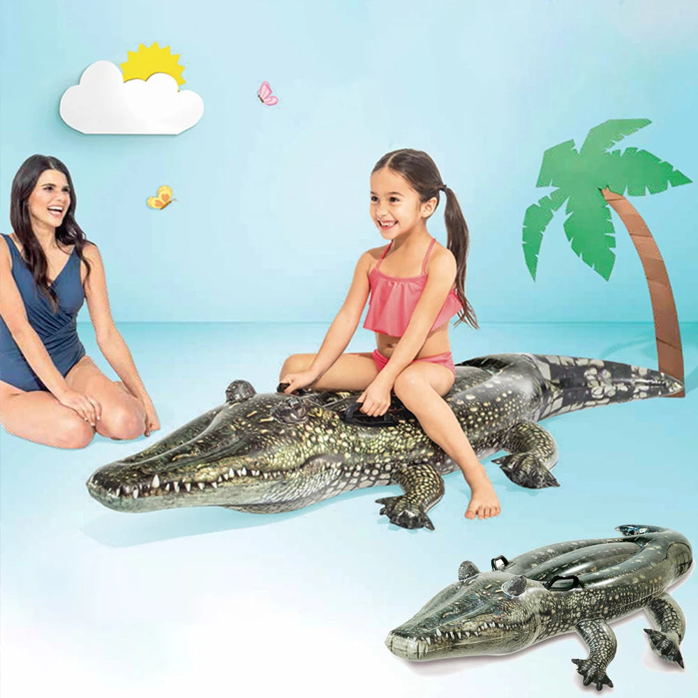 170cm Adults Kid Water Party Toys Inflatable Alligator Seat Ride Swimming Ring Crocodile Float Pool Beach Party Water Supplies