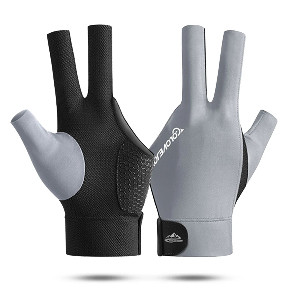 1Pcs Open Finger Billiard Gloves Antiskid Polyester Snooker Billiard Gloves Adjust Sticker Portable Lightweight Amateur Training