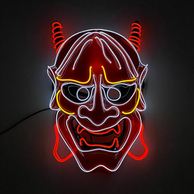 New Arrival LED Luminous Cosplay Anime Mask Neon Light Up Fox Mask Halloween Party Mask Carnival Party Led Mask